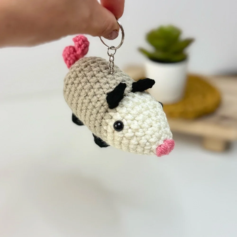 Handcrafted Opossum Keychain